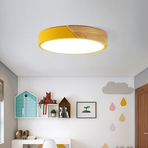 LED Deckenleuchte, 24W Moderne Holz Deckenleuchte Rund Kaltweiß 6000K Ø30*5CM Schlafzimmer Küche Wohnzimmer Balkon und Flur