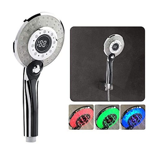 LED-Duschkopf, 3 Farben LED-Duschkopf Temperaturregelung Handbrause mit digitaler Temperaturanzeige Wassersparende 3-Modus-Dusche