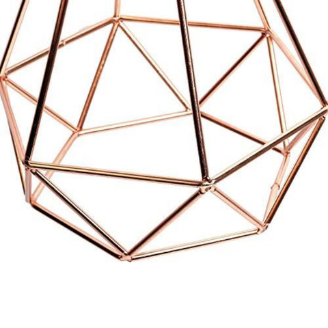 Goeco Geometrische Pendelleuchte Vintage Pyramid Drahtschirm Deckenpendelleuchte (Roségold)