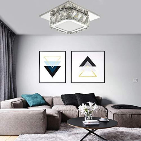 LED-Kristall-Deckenleuchte, Kristall-Deckenleuchte, 12 W Kristall-Kronleuchter für Flur, Schlafzimmer, Küche, Kinderzimmer 6000 K (weiß kalt) (Einzelschicht)