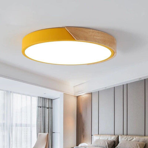 LED Deckenleuchte, 24W Moderne Holz Deckenleuchte Rund Kaltweiß 6000K Ø30*5CM Schlafzimmer Küche Wohnzimmer Balkon und Flur