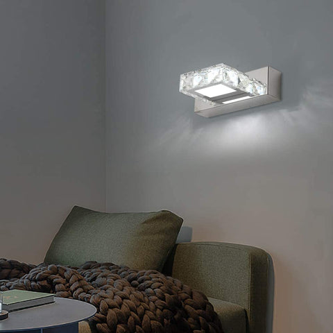 3W 5500k LED Kristall Spiegel Scheinwerfer Wandleuchte Edelstahl Acryllampe IP44 Wasserfest und Beschlagfrei (Silber), 16x5cm