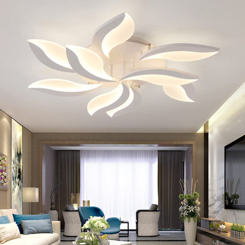 Dimmbare LED-Deckenleuchte mit Fernbedienung, 68 W, kreative Deckenlampe in Blütenblattform, moderne Acryl-Deckenbeleuchtung für Wohnzimmer, Büro, Schlafzimmer