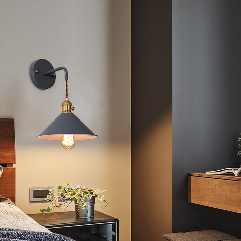 Plug-in-dimmbare Wandleuchte für Schlafzimmer im nordischen Stil, Macaron-Kerze, einfache europäische kreative Treppe, Gang mit Schalter, Wandleuchte, Grau (Leuchtmittel nicht im Lieferumfang enthalten)