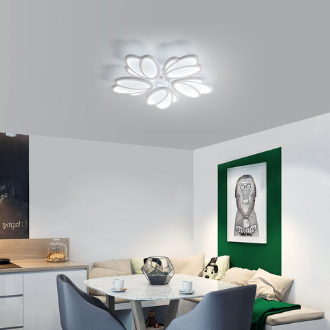 LED-Deckenleuchte, moderne Blütenblatt-LED-Deckenleuchte, weiße Pendelleuchte 60 W, 5600 lm, 6000 K weißes Licht, LED-Deckenleuchte für Wohnzimmer, Küche, Schlafzimmer, Esszimmer, Ø63 cm 