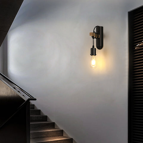 E27 Holz Wandleuchten, LED Retro Wandleuchte, Wand Nachttischlampe für Schlafzimmer, Wohnzimmer, Treppenhaus, max 40W