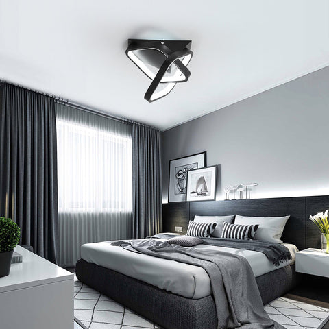 Moderne LED-Deckenleuchte 24 W, 2 schräge, quadratische Deckenleuchten aus Aluminium, Deckenleuchte aus schwarzem Metall, für Flur, Eingangsbereich, Balkon, kaltweißes Licht/6500 K 