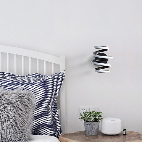 LED-Wandleuchte, 21 W, schwarze Spirale, einfache moderne Kreativität, Aluminium-Metall-Wandleuchte, 3000 K, Innenwandleuchte, geeignet für Schlafzimmer, Flur, Wohnzimmer, Bar 