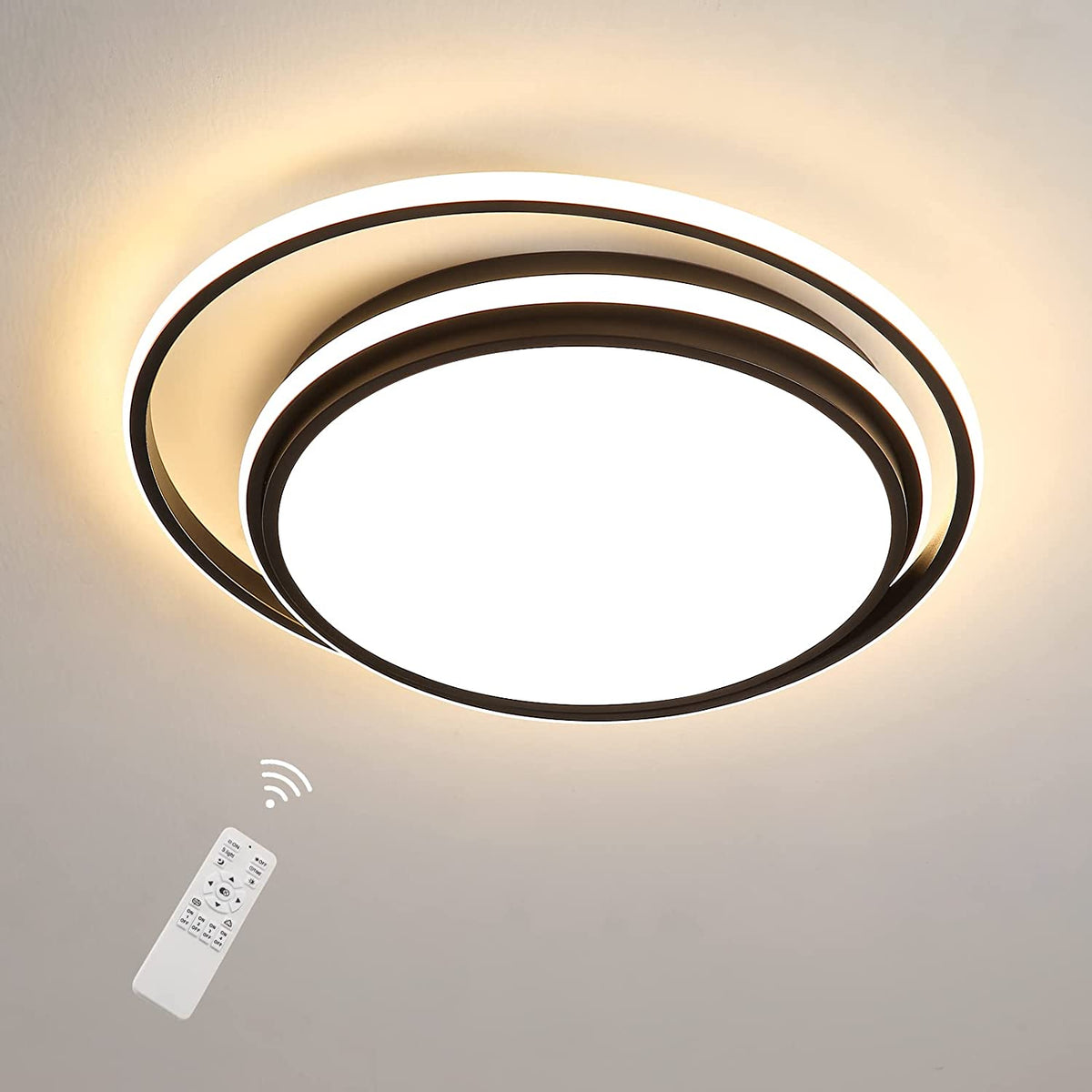 48 W dimmbare LED-Deckenleuchte mit Fernbedienung, moderne LED-Deckenleuchte Innenbeleuchtung, runde LED-Deckenleuchte für Badezimmer, Schlafzimmer, Küche, Wohnzimmer, Esszimmer, Büro 