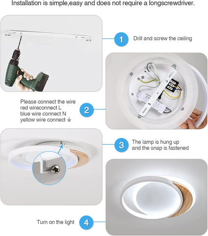 Moderne LED-Deckenleuchte, 28W Moderne Deckenleuchte, Ø30CM * 5CM Runde LED-Deckenleuchte aus Holz für Schlafzimmer, Küche, Flur, Eingang, kaltweißes Licht, 6000K