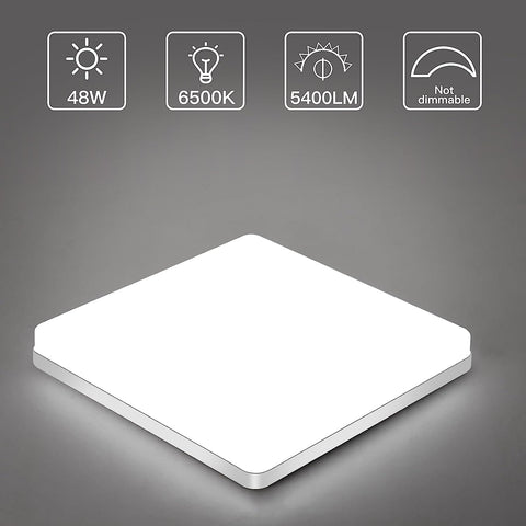 Quadratische LED-Deckenleuchte, LED-Deckenleuchte, IP44-LED-Deckenleuchte, Deckenleuchte, anwendbar für Badezimmer, Wohnzimmer, Küche, Schlafzimmer, Flur, Balkon, 48 W, 6500 K (30 x 30 cm) 