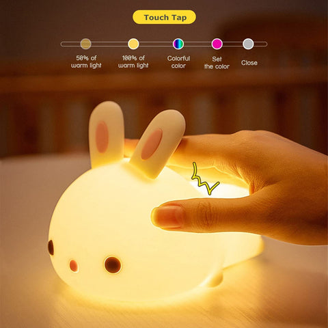 Nachtlicht für Kinder, Babys, LED-Nachtlichter, Tierfarbe, Kaninchentyp, wiederaufladbar, veränderbar, geeignet für Kinder, Babys und Mädchen