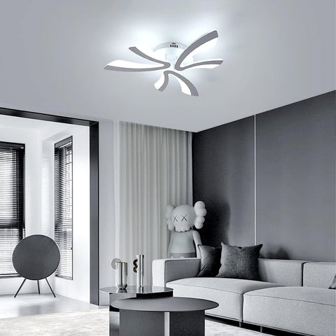 Moderne LED-Deckenleuchte, 36 W, 4000 lm, kreative V-Design-Deckenleuchte, weiße Acryl-Deckenleuchte für Schlafzimmer, Wohnzimmer, Restaurant, Küche, 6500 K Kaltweiß 