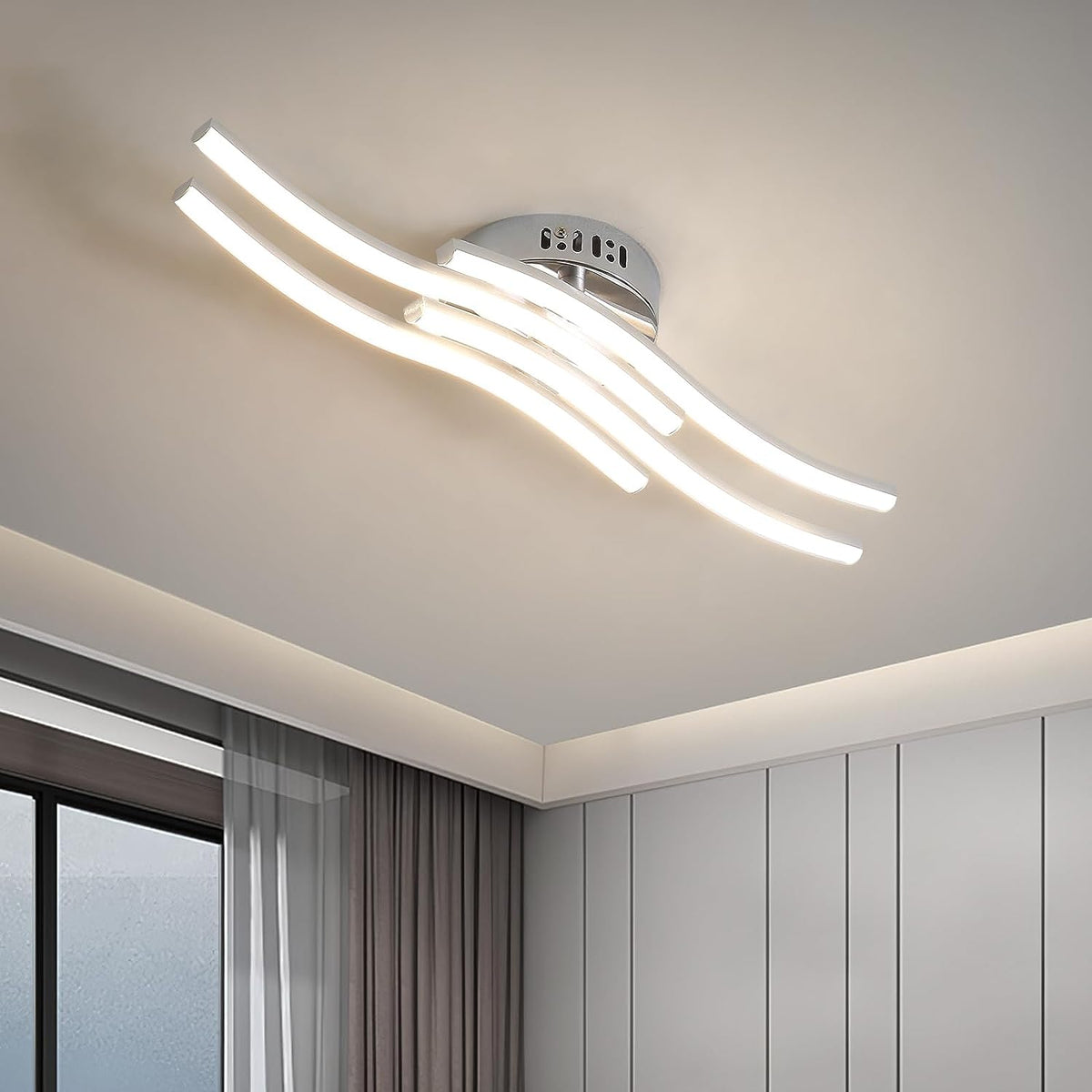 LED-Deckenleuchte, modernes Design, Wellenform, Deckenleuchte, 24 W, warmweiß, 3000 K, für Wohnzimmer, Schlafzimmer, Esszimmer, Büro