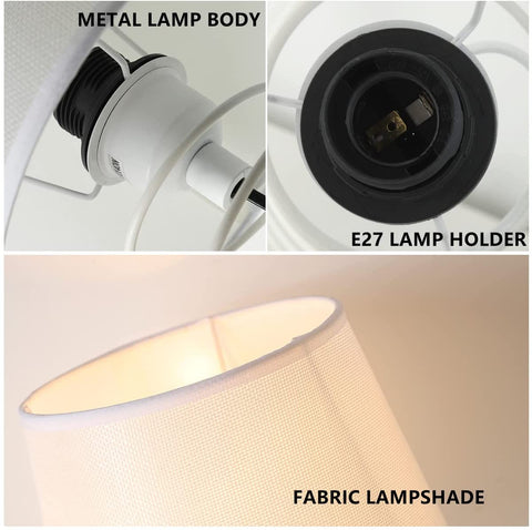 Moderne minimalistische Tischlampe, Schreibtischlampe aus weißem Stoff mit industriellem Spiraleisenrohr, E27-Nachtlicht für Arbeitszimmer, Wohnzimmer, Schlafzimmer, Nachttisch (ohne Leuchtmittel)