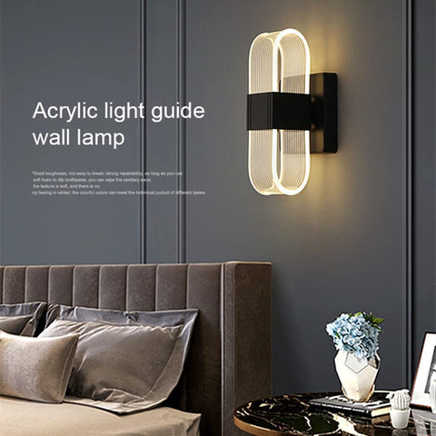LED-Wandleuchte für den Innenbereich, dimmbar, 12 W, moderne Wandleuchte, romantisches, kreatives Acryl-Design für Schlafzimmer, Wohnzimmer, Flur, Treppenhaus, Hotel, 3000 K–6000 K weißes Licht (schwarz)