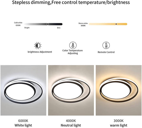 48 W dimmbare LED-Deckenleuchte mit Fernbedienung, moderne LED-Deckenleuchte Innenbeleuchtung, runde LED-Deckenleuchte für Badezimmer, Schlafzimmer, Küche, Wohnzimmer, Esszimmer, Büro 
