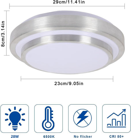 Moderne LED-Deckenleuchte, Kaltweiß, 6000 K, runde Deckenlampe, 28 W, für Wohnzimmer, Schlafzimmer, Esszimmer, Büro 