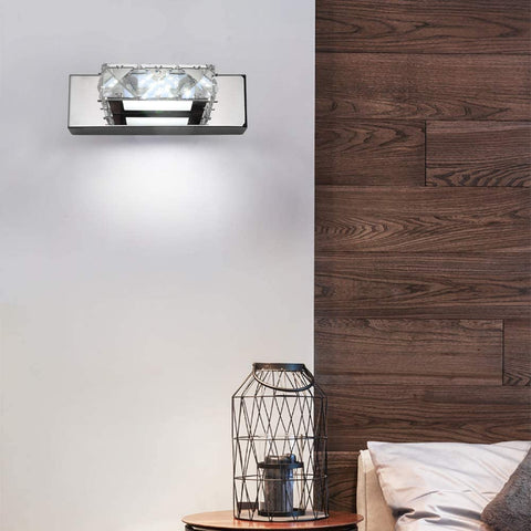 3W 5500k LED Kristall Spiegel Scheinwerfer Wandleuchte Edelstahl Acryllampe IP44 Wasserfest und Beschlagfrei (Silber), 16x5cm