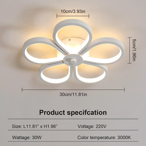 LED-Deckenleuchte, 30 W, modernes Design, kreative Blumenform, Deckenleuchte, Warmweiß 3000 K, für Wohnzimmer, Schlafzimmer, Esszimmer, Büro, Weiß 