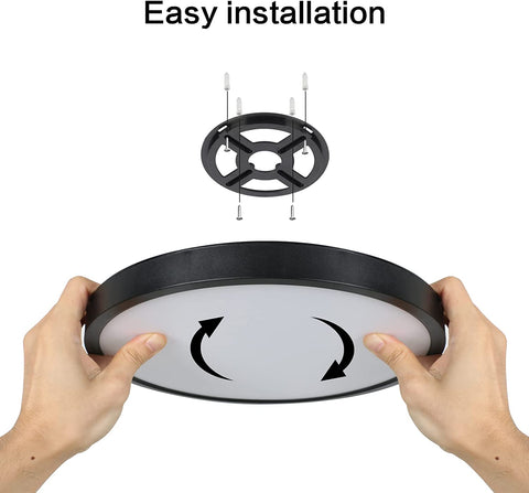 Ultradünne 24W LED-Deckenleuchte, rund, schwarz, 6500K Kaltweiß, 2160LM, IP50, Ø30cm, für Schlafzimmer, Wohnzimmer, Flur, Balkon, Badezimmer, Büro