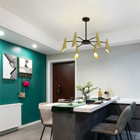 Moderne kreative industrielle Kronleuchter-Pendelleuchte anpassen Iron Art Pigeon Deckenleuchte für Wohnzimmer Schlafzimmer (Gold + Schwarz)