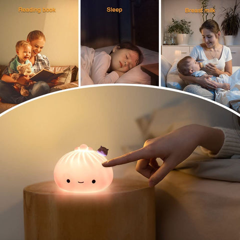 Nachtlicht für Kinder, 7 Farben, LED-Licht, wiederaufladbar, LED-Nachtlicht für Kinder mit USB, Soft-Touch-Silikon-Nachtlicht, tragbares süßes Nachtlicht für Babys, Jungen und Mädchen als Geschenk