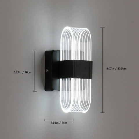 LED-Wandleuchte für den Innenbereich, dimmbar, 12 W, moderne Wandleuchte, romantisches, kreatives Acryl-Design für Schlafzimmer, Wohnzimmer, Flur, Treppenhaus, Hotel, 3000 K–6000 K weißes Licht (schwarz)