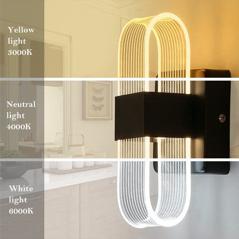 LED-Wandleuchte für den Innenbereich, dimmbar, 12 W, moderne Wandleuchte, romantisches, kreatives Acryl-Design für Schlafzimmer, Wohnzimmer, Flur, Treppenhaus, Hotel, 3000 K–6000 K weißes Licht (schwarz)