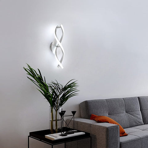 Innenwandleuchte, moderne LED-Wandleuchte 16 W 1800 lm, Kaltweiß 6500 K, geschwungene Design-Wandleuchten für Schlafzimmer, Treppenhaus, Wohnzimmer