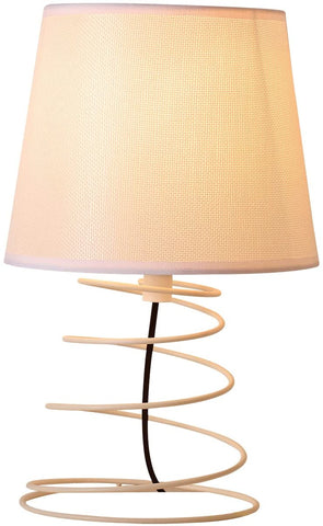 Moderne minimalistische Tischlampe, Schreibtischlampe aus weißem Stoff mit industriellem Spiraleisenrohr, E27-Nachtlicht für Arbeitszimmer, Wohnzimmer, Schlafzimmer, Nachttisch (ohne Leuchtmittel)