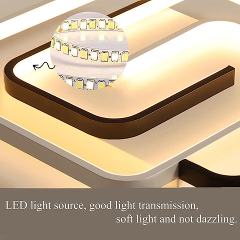 Dimmbare LED-Deckenleuchte mit Fernbedienung, moderne dimmbare Deckenleuchte 3000 K-6000 K für Wohnzimmer, Schlafzimmer, Esszimmer, Büro, 42 W, quadratisch
