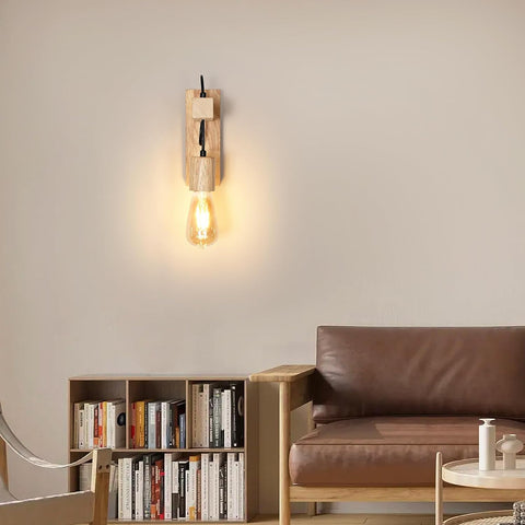 Moderne Holz-Innenwandleuchte, Wandleuchte mit E27-Sockel für Schlafzimmer, Restaurant, Flur, Café, Bar (Glühbirne nicht im Lieferumfang enthalten).