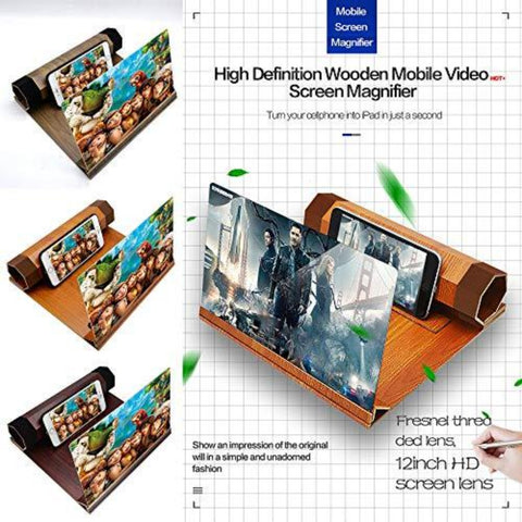 Faltbare Handy-Bildschirmlupe aus massivem Holz, geeignet zum Ansehen von Filmvideos auf allen Smartphones, Weihnachtsgeschenk