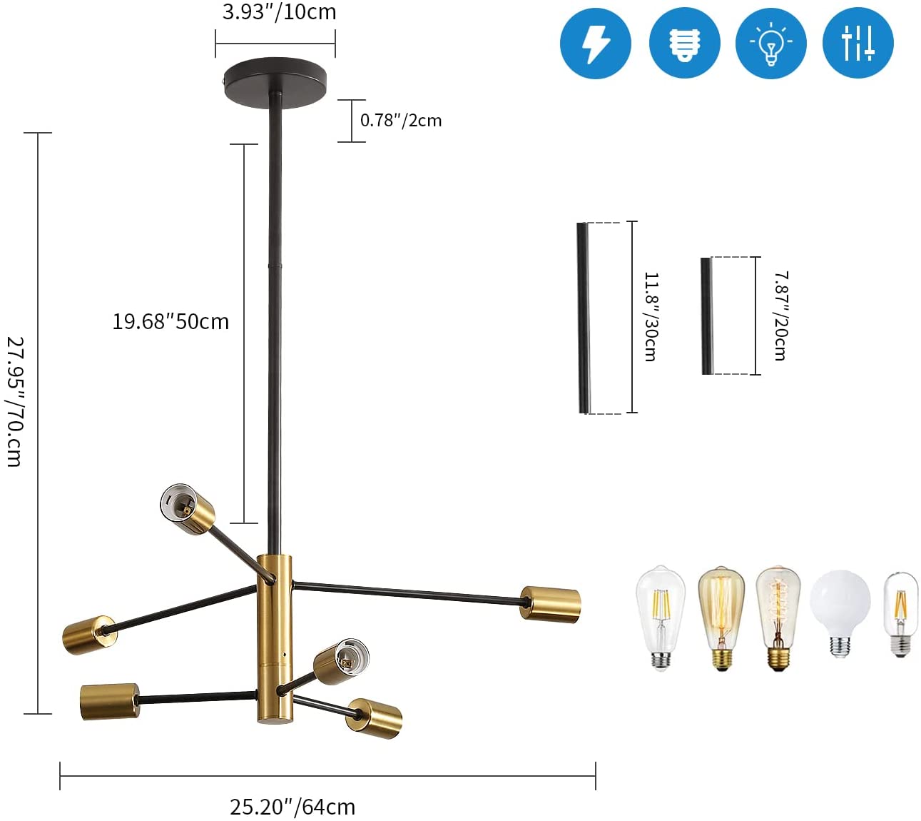 Tableau des tailles de chandeliers