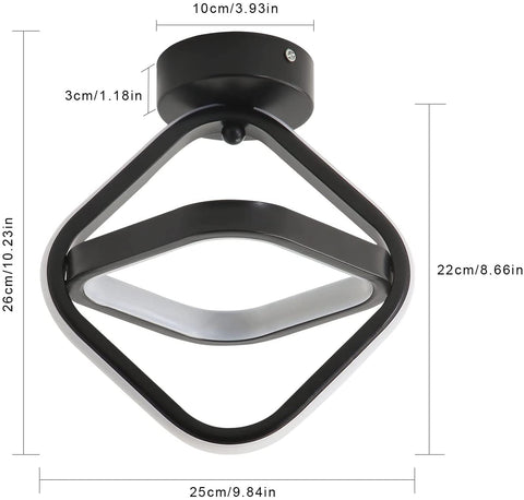 22 W LED-Deckenleuchte, einfache geometrische Deckenleuchte, Metall-Deckenleuchte für Wohnzimmer, Schlafzimmer, Flur, 6000 K weißes Licht