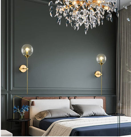 Nordic Moderne Glas Wandleuchte E14 Gold LED Hintergrund Wandleuchte für Küche Badezimmer Innenleuchte Wohnkultur (Transparent)