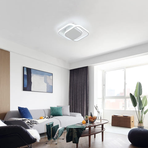 Moderne LED-Deckenleuchte, quadratische LED-Deckenleuchte 24 W, 2200 lm, 6000 K kaltweiße Deckenleuchte, Acryl-Deckenleuchte, für Schlafzimmer, Wohnzimmer, Küche, Flur (weiß)