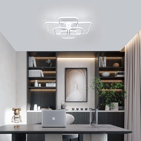 LED-Deckenleuchte, 72 W, modernes Design, kreisförmig, quadratisch, Deckenleuchte, Kaltweiß 6000 K, für Wohnzimmer, Schlafzimmer, Esszimmer, Büro, Weiß 