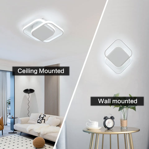 Moderne LED-Deckenleuchte, quadratische LED-Deckenleuchte 24 W, 2200 lm, 6000 K kaltweiße Deckenleuchte, Acryl-Deckenleuchte, für Schlafzimmer, Wohnzimmer, Küche, Flur (weiß)