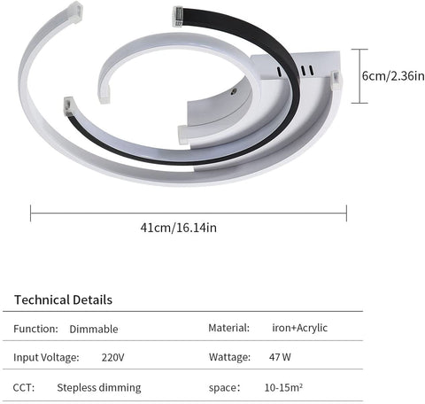 Dimmbare LED-Deckenleuchte mit Fernbedienung, 36 W, moderne LED-Deckenleuchte, 41 cm, Schlafzimmer-Deckenleuchten für Zuhause, Büro, Schlafzimmer, Wohnzimmer, Küche, Balkon, Flur, 3000–6000 K