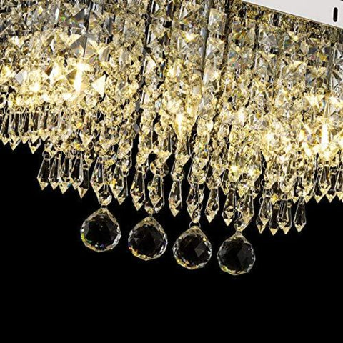 Kristall-Deckenleuchte, Kristall-Kronleuchter, 5 Lichter, rechteckig, Chrom-Deckenleuchte für Kronleuchter, Esszimmer, Schlafzimmer, Wohnzimmer, Büro. Größe: L45cm B25cm H28cm