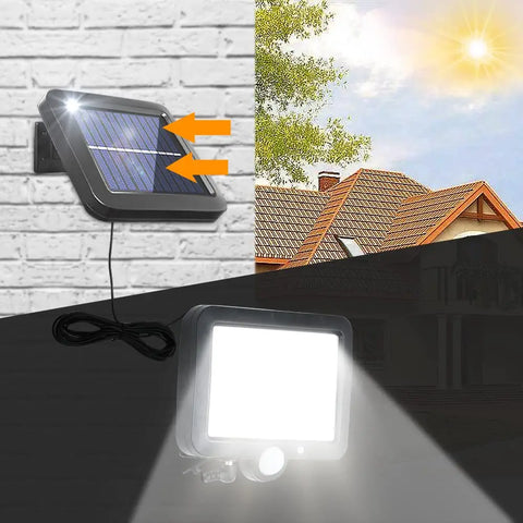 Solarleuchte für den Außenbereich, Solarleuchte mit Bewegungssensor, Sicherheitsleuchte mit 5 m Kabel, IP65 wasserdicht, 160 LEDs, 3 Modi, für Schuppen, Garage, Garten, Balkon