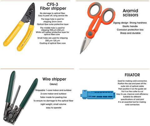 16 Stück/Kit FTTH-Glasfaserwerkzeuge mit Glasfaser-Leistungsmesser, AUA-60S-Glasfaser-Cleaver, 10 km visueller Fehlerorter
