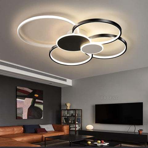 LED-Deckenleuchte, dimmbar, moderne Kreisringe-Deckenleuchte, 3000–6000 K, für Wohnzimmer, Schlafzimmer, Esszimmer, Büro