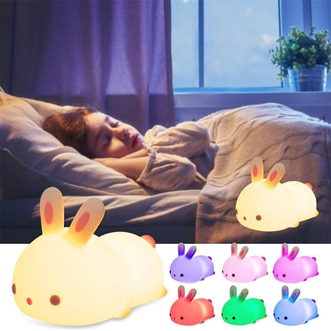 Nachtlicht für Kinder, Babys, LED-Nachtlichter, Tierfarbe, Kaninchentyp, wiederaufladbar, veränderbar, geeignet für Kinder, Babys und Mädchen