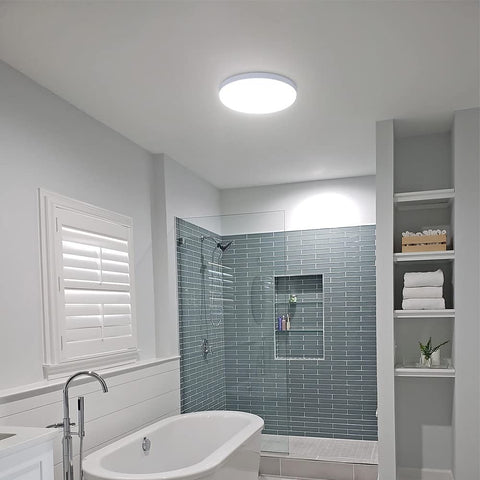 32W Runde LED-Deckenleuchte, IP54 wasserdichte Deckenlampe, 6500K Kaltweiß, Moderne Beleuchtungskörper für Badezimmer, Schlafzimmer, Küche, Wohnzimmer, Balkon, Durchmesser 25cm