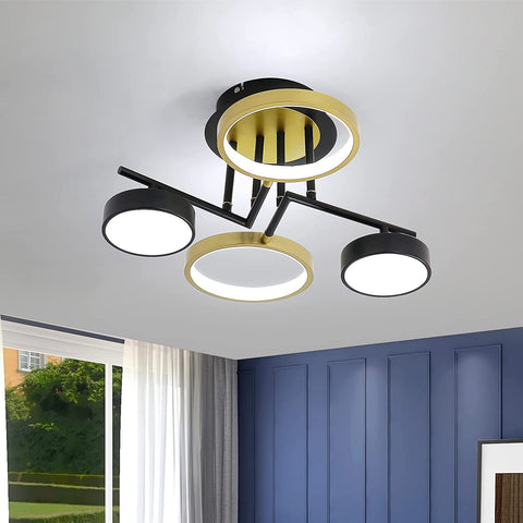 Moderne LED-Deckenleuchte, 28 W, runde Deckenleuchte, 4 Ringe, Deckenleuchte, Kronleuchter für Schlafzimmer, Wohnzimmer, Flur, Büro, Esszimmer, Küche 