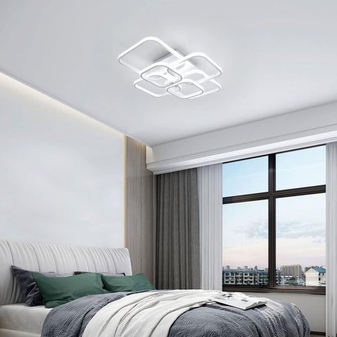 LED-Deckenleuchte, 72 W, modernes Design, kreisförmig, quadratisch, Deckenleuchte, Kaltweiß 6000 K, für Wohnzimmer, Schlafzimmer, Esszimmer, Büro, Weiß 