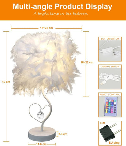 Feder-LED-Schreibtischlampe mit Fernbedienung, moderne, einfache dekorative Tischlampe, kreative Nachttischlampe, Nachtlicht, geeignet für den Schreibtisch im Kinderzimmer